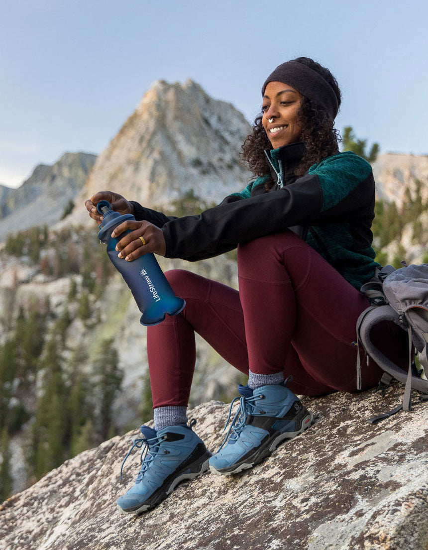 Lifestraw Peak Series Collapsible Squeeze Bottle- Product in use