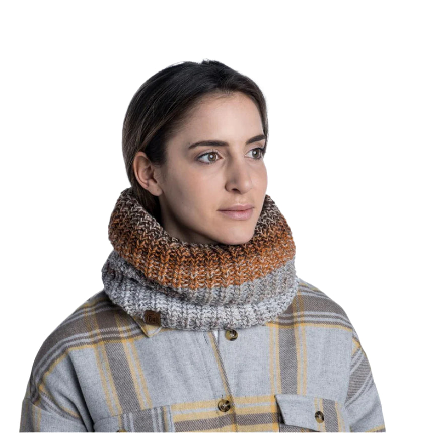 Buff Neckwarmer Knitted Outdoor ActionPolar OLYA GREY Front fit