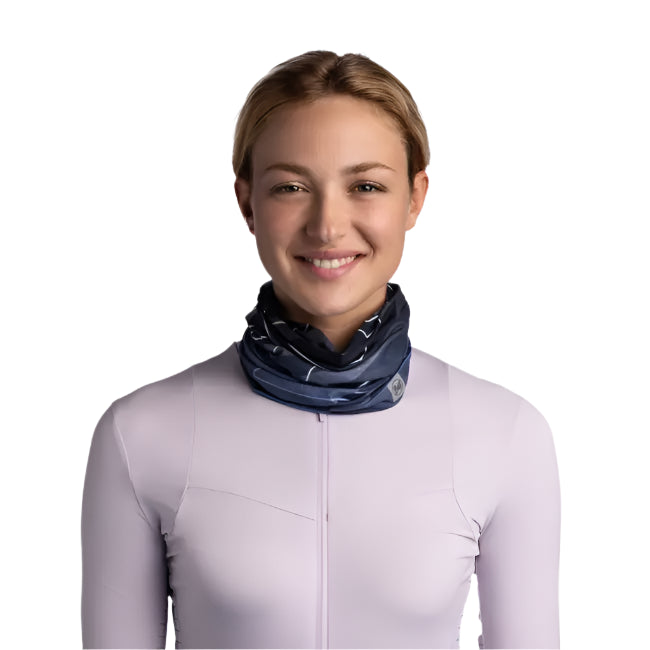 Buff CoolNet UV® Neckwear Outdoor Action Nexs Blue- front fit