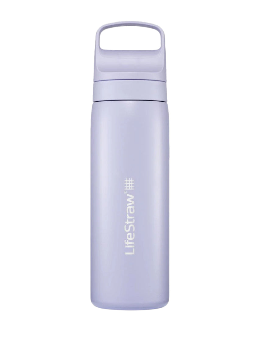 Lifestraw Go Series Stainless Steel Water Filter Bottle 18oz Outdoor Action Provence Purple- Front