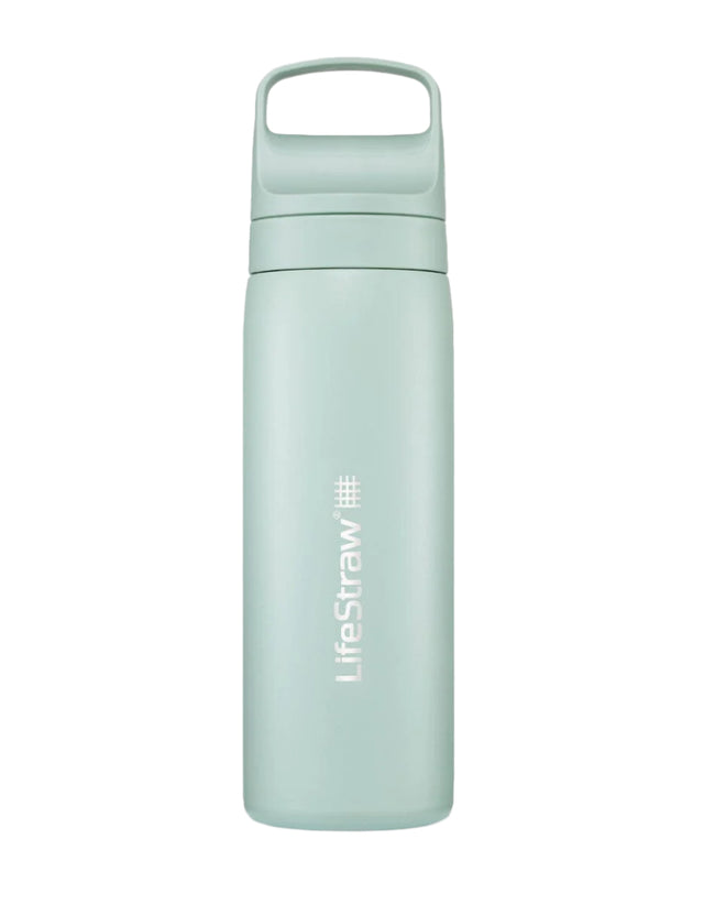 Lifestraw Go Series Stainless Steel Water Filter Bottle 18oz Outdoor Action Seafoam- Front