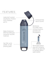 Lifestraw Peak Series Solo Outdoor Action Mountain Blue- Features