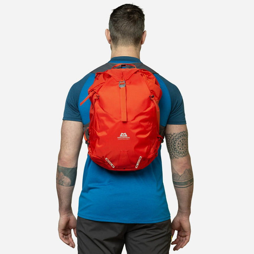 Mountain Equipment Tupilak 20 Vest Pack Outdoor Action Magma - Back Fit on Model