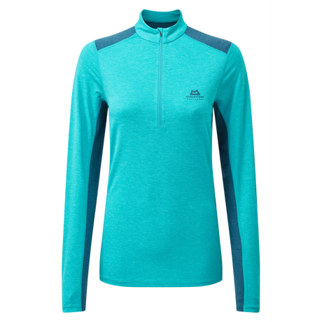 Mountain Equipment Nava LS Women's Zip T Outdoor Action Topaz/Majolica - Front