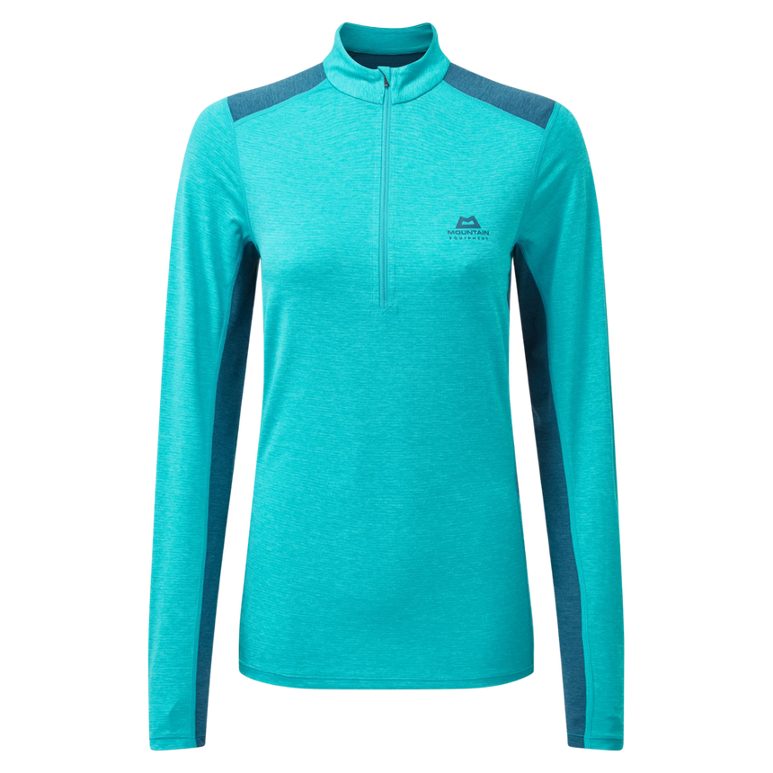 Mountain Equipment Nava LS Women's Zip T Outdoor Action Topaz/Majolica - Front