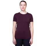 Mountain Equipment  Headpoint Women's Tee Outdoor Action Raisin - Front Fit on Model