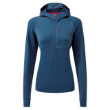 Mountain Equipment Aiguille Hooded Women's Top Outdoor Action Majolica Blue - Front