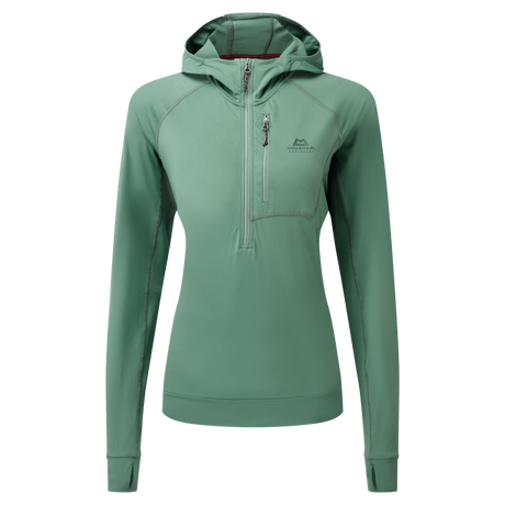 Mountain Equipment Aiguille Hooded Women's Top Outdoor Action Sage - Front