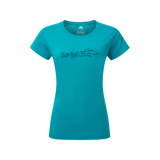 Mountain Equipment Headpoint Skyline Women's Tee Outdoor Action Topaz - Front