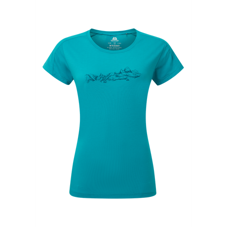 Mountain Equipment Headpoint Skyline Women's Tee Outdoor Action Topaz - Front