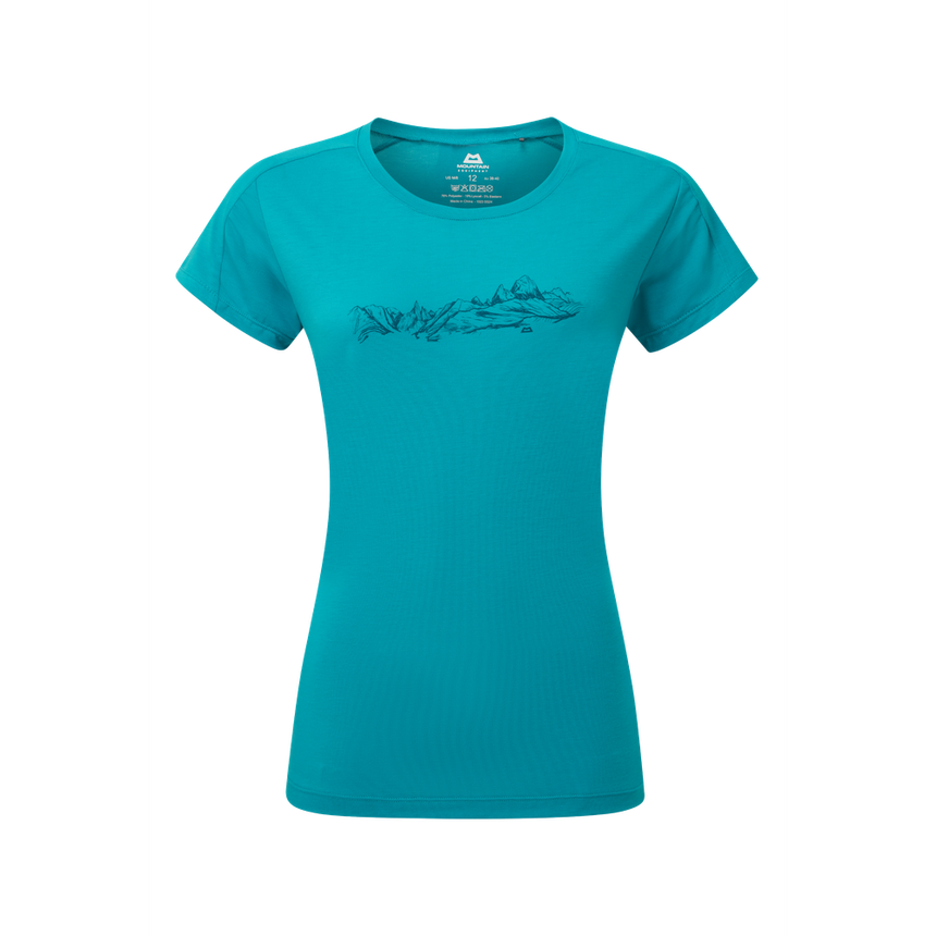 Mountain Equipment Headpoint Skyline Women's Tee Outdoor Action Topaz - Front