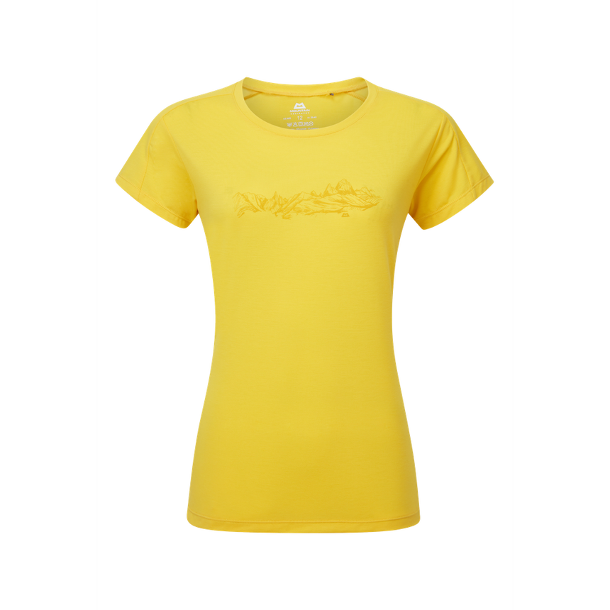 Mountain Equipment Headpoint Skyline Women's Tee Outdoor Action Lemon - Front