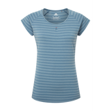 Mountain Equipment Equinox Women's Tee Outdoor Action Bluefin Stripe - Front