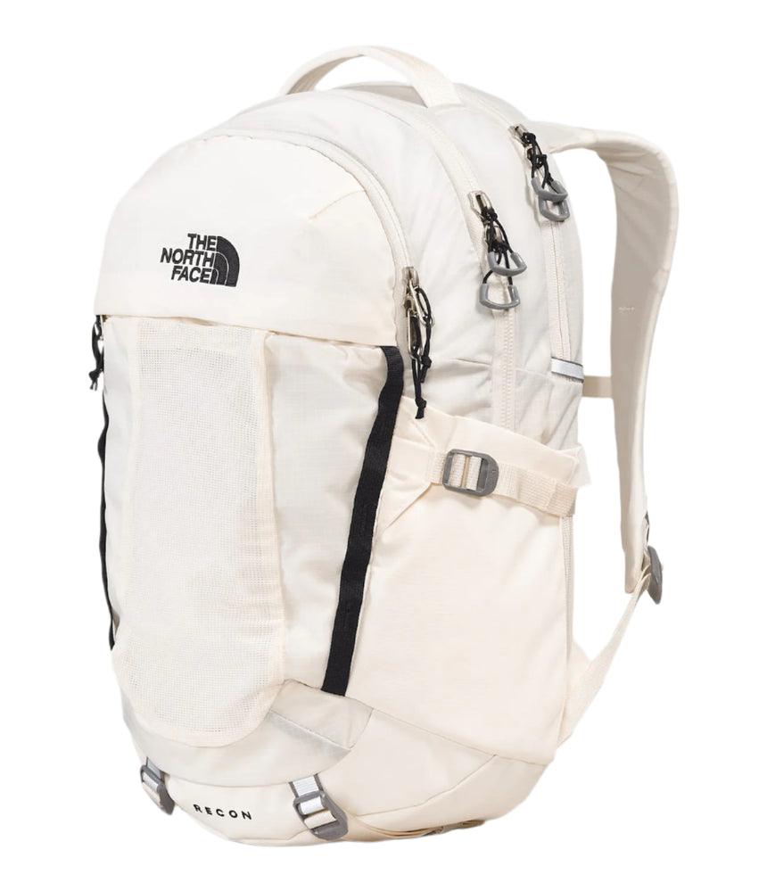 The North Face Women's Recon Backpack Outdoor Action Gardenia White/TNF Black- Side angled