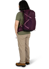 Osprey Sportlite 25 Backpack Outdoor Action Aubergine Purple - Back Fit on Female model