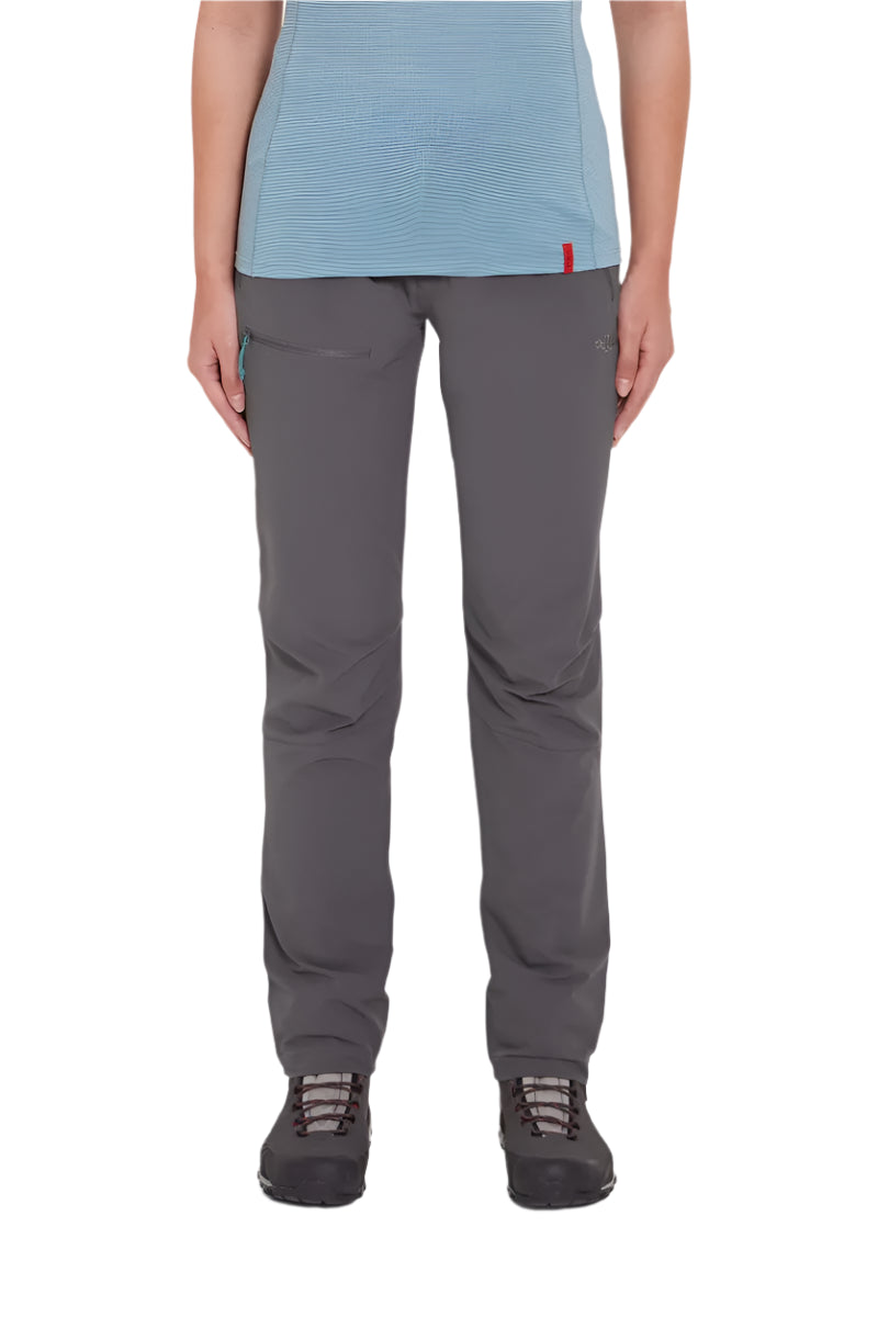 Rab Women's Incline AS Pants Outdoor Action Graphene - Front Fit on Model