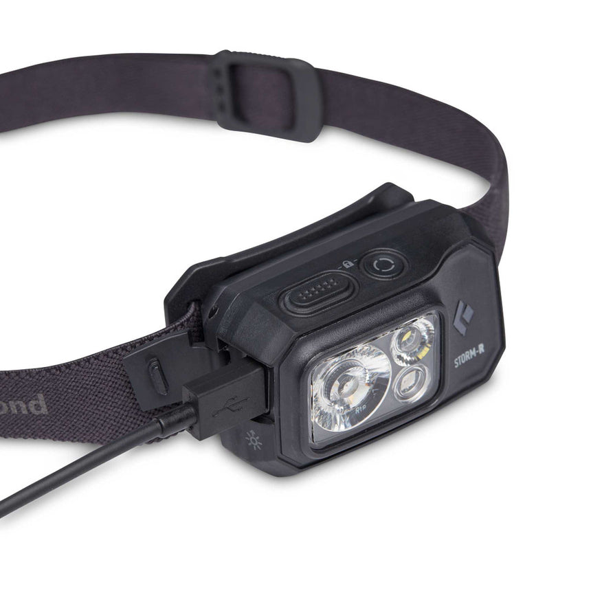 Black Diamond Storm 500-R Headlamp Outdoor Action Black- Micro-USB charge port