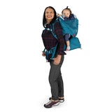 Osprey Poco™ SLT Child Carrier Outdoor Action Deep Peyto - Front showcase on Female Model 