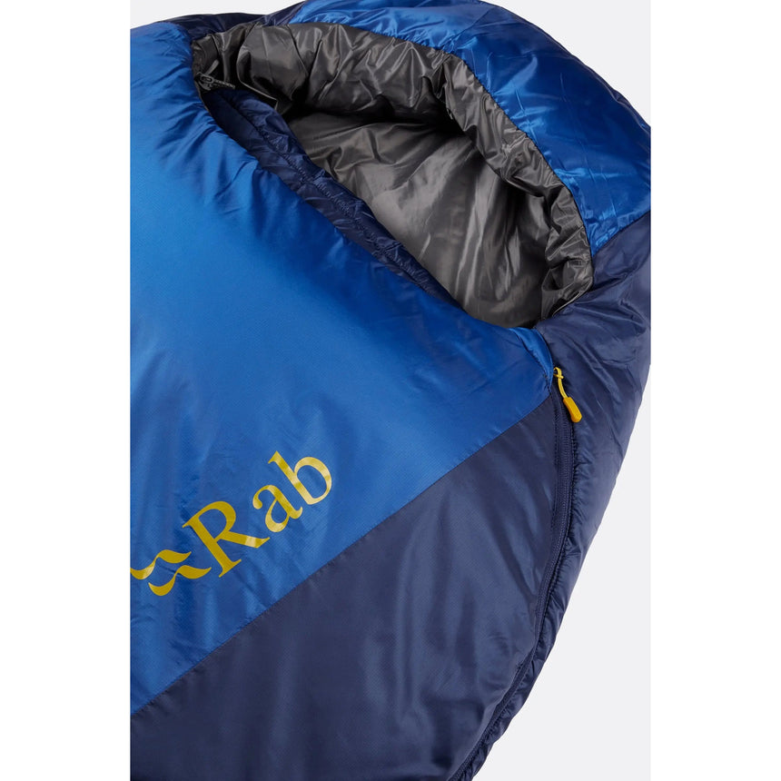 Rab Solar Eco 2 Sleeping Bag (-2°C/30°F) Outdoor Action Ascent Blue- Hood